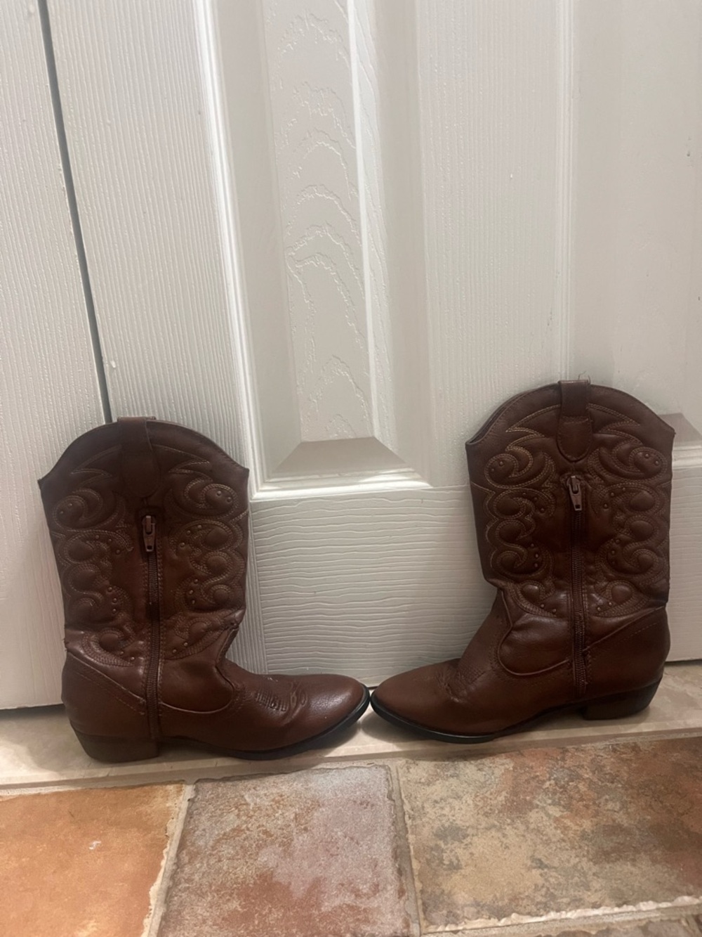 Cat & Jack Brown Kids Western Zip-Top Boots